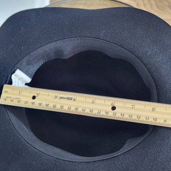 Kendall and Kylie Black Wool Fedora Hat with Faux Leather Trim One Size - Picture 7 of 8